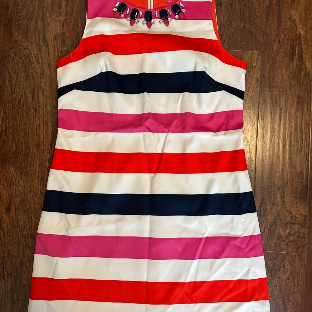 Vince Camuto Red, Pink, and Navy Striped Dress